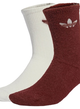 adidas阿迪达斯三叶草男女FLUFFY CR S 2P休闲袜子JX5218
