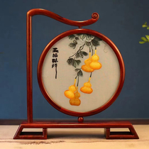 Suzhou embroidery finely polished pure handmade rosewood double-sided embroidery ornaments Five Blessings Chinese style craft gifts