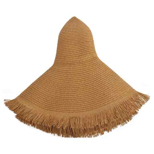Sanya beach photo hat foldable tassel straw sun protection hat for women summer vacation beach hat with large brim