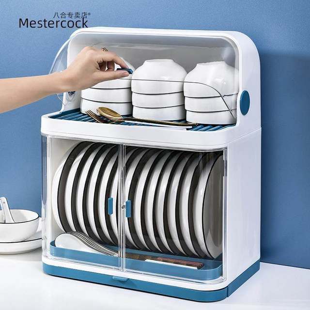 Kitchen bowl rack bowl and chopstick storage box put bowl drain with lid drain bowl box dish storage rack plastic cupboard household use