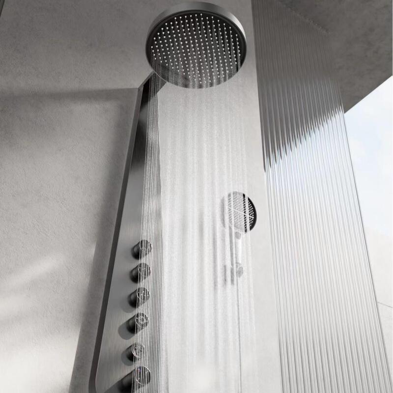 Pipa-Shaped Bathroom Shower Set with Waterfall Surround, Large Top Spray, Pressurized Handheld Showerhead, Multifunctional Shower System