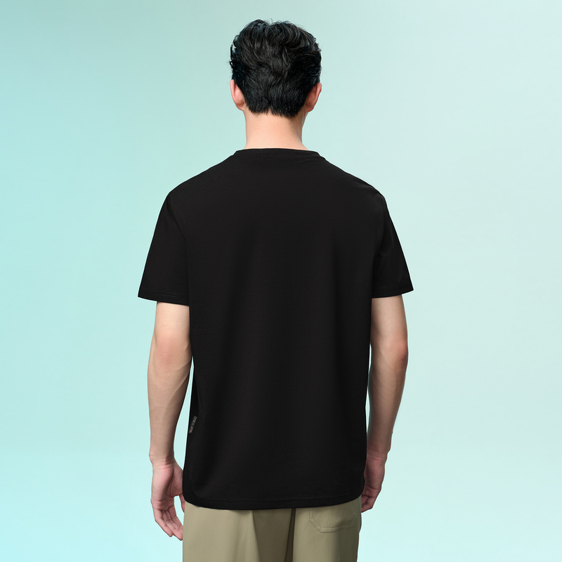 HLA/海澜之家短袖T恤2025夏凉感索罗娜印花圆领大码黑白色短袖t男