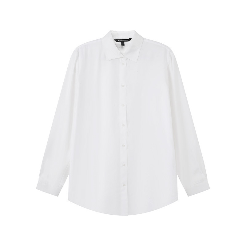 ARMANI EXCHANGE阿玛尼 SS24 字母条纹满印翻领单排扣长袖衬衫