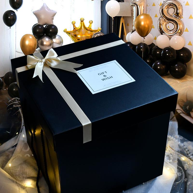 Extra-Large Gift Box, Empty Box, Large Packaging Box, Birthday Gift Box, Gift Box, Black Ceremonial Box, High-End