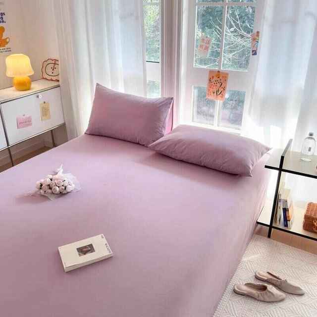 Thickened bed sheets single piece 100 high-end solid color student dormitory single 1.5 quilts three-piece set