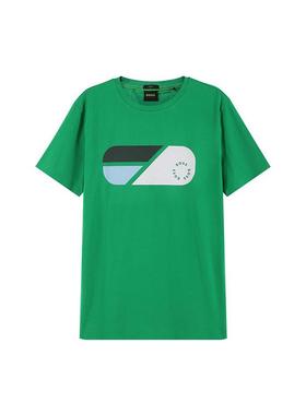 Hugo Boss SS23 圆领直筒合身棉质短袖休闲时尚百搭T恤男款绿色