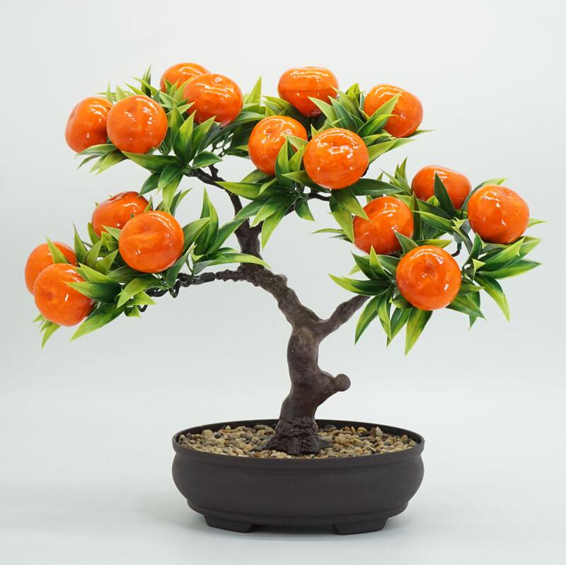 New Year's Good Luck and Prosperity Peach Fruit Potted Plant, Welcoming Pine Bonsai, Living Room Coffee Table Decoration, Plastic Flower Arrangement New Year's Good Luck and Prosperity Peach Fruit Potted Plant, Welcoming Pine Bonsai, Living Room Coffee Table Decoration, Plastic Flower Arrangement