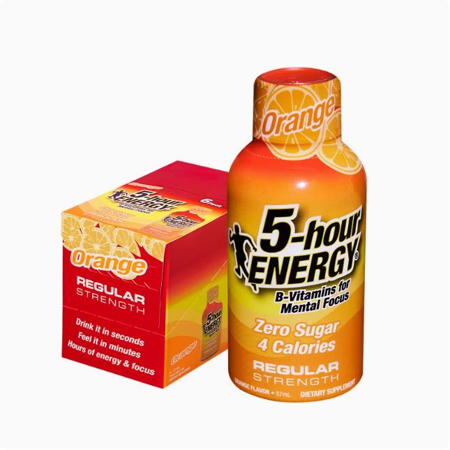 American 5-Hour Energy Vitamin Sports Energy Drink, Orange Flavor, 57ml X 6 Bottles