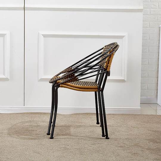 Mojun rattan chair comfortable back chair moon chair woven chair balcony rattan stool coffee shop leisure chair modern