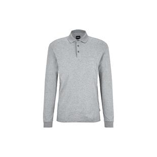 BOSS 男款 FW22 Polo衫 浅灰色 纯色刺绣徽标长袖 HUGO
