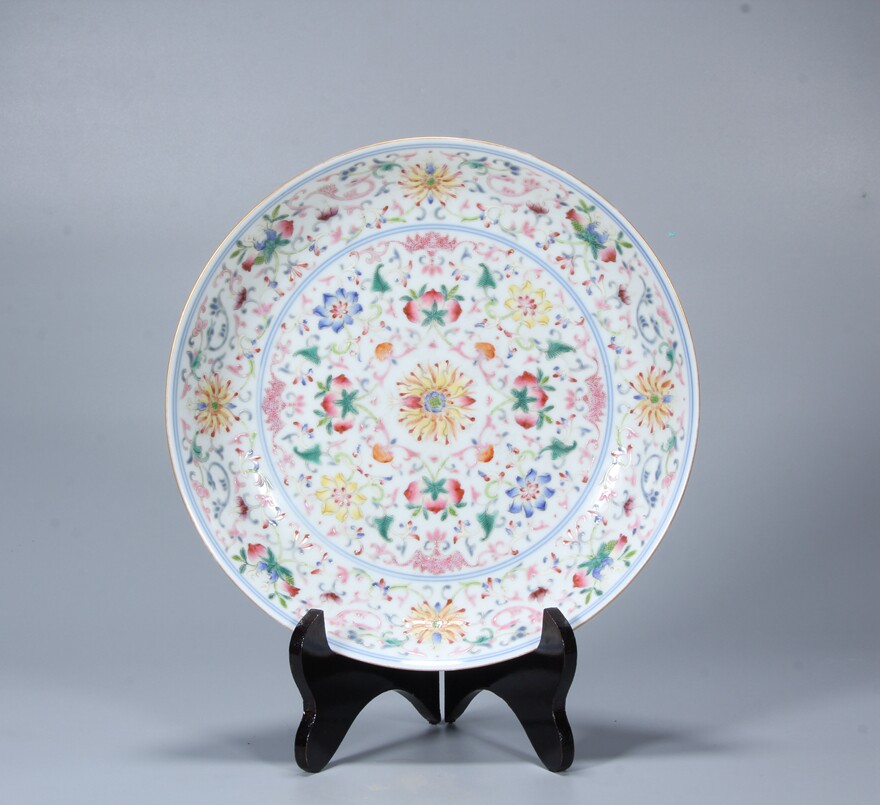 Pastel Passion Fruit Pattern Wufu Plate Diameter 20 5cm Wenwan Porcelain Ruiping Auction A2140