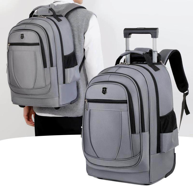 Trolley School Bag, Backpack with Wheels, Large Capacity for Middle School Students, Junior High School and High School Boys, Lightweight Travel Bag for Men