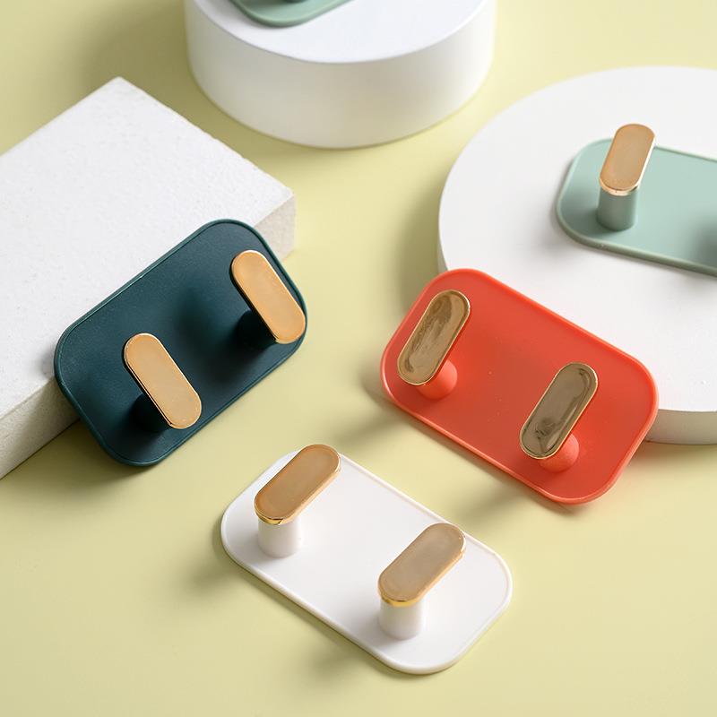 No-Trace Adhesive Hooks for Hanging on Kitchen, Bathroom, or Dressing Room Walls, Tiles, or Behind Doors
