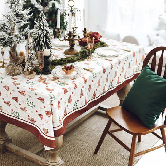 圣诞桌布防水网红ins餐桌布加厚长方形餐台布茶几布圣诞节装饰