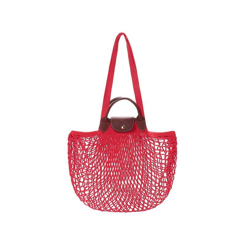 未使用LONGCHAMP/珑骧LePliage Filet帆布红色女款中号单肩包