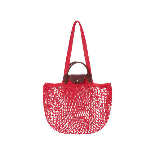 未使用LONGCHAMP/珑骧LePliage Filet帆布红色女款中号单肩包