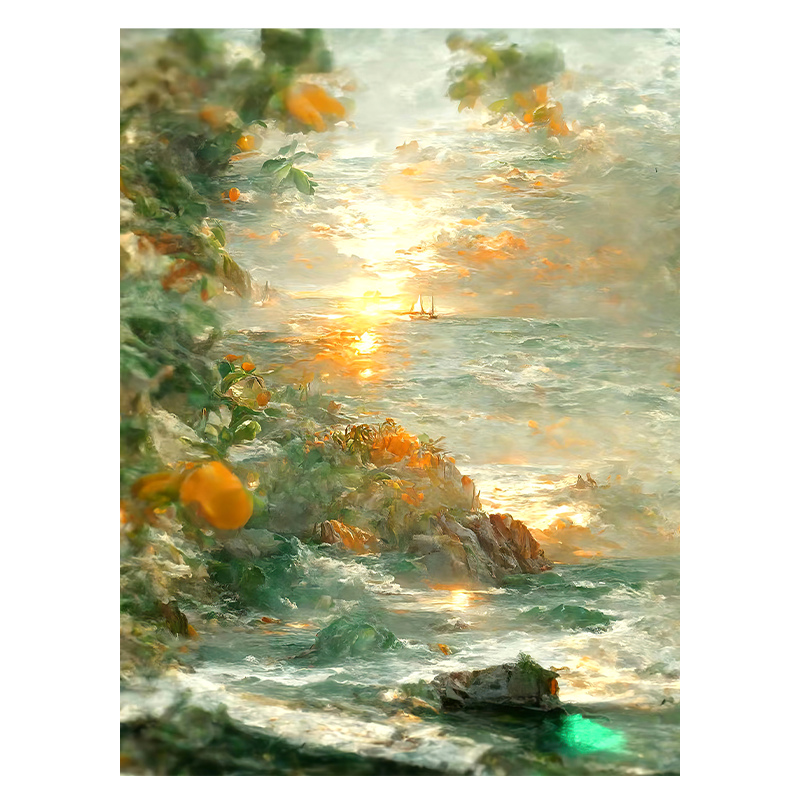 (new product ex-gratia pick-up) new generation illustrator Mews (sea of orange taste) healing limited edition painting-Taobao