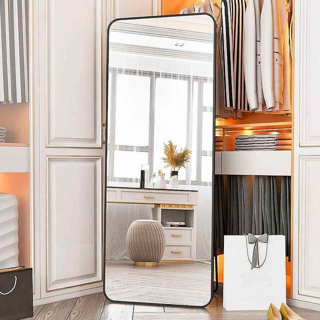 Light Luxury and High-End Full-Length Floor Mirror for Home Use, Bedroom Wall-Mounted Dressing Mirror, Trendy Dressing Room Fitting Mirror