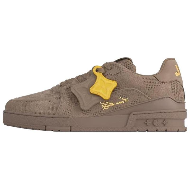 Louis Vuitton Trainer Cow Leather Round-Toe Lace-Up Low-Top Sneakers Unisex
