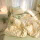 Bubble yarn washing cotton bed four-piece set ins style Korean girl's heart quilt cover bed sheets student dormitory three-piece set 4