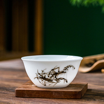 Chinese painting shrimp master cup ceramic tea cup national Liu Peizhu hand-painted tea cup tea set household tea set gift