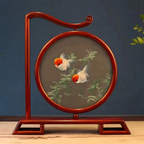 Suzhou embroidery polished pure handmade rosewood double-sided embroidery ornaments Golden and Jade House Chinese style craft gifts