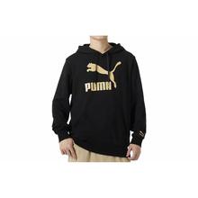 PUMA 大Logo字母印花休闲连帽复古美式卫衣 男款 黑色