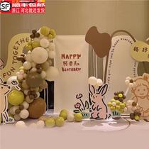 Babys first birthday decoration kt board boys and girls 100-day banquet background wall Chinese style balloon scene