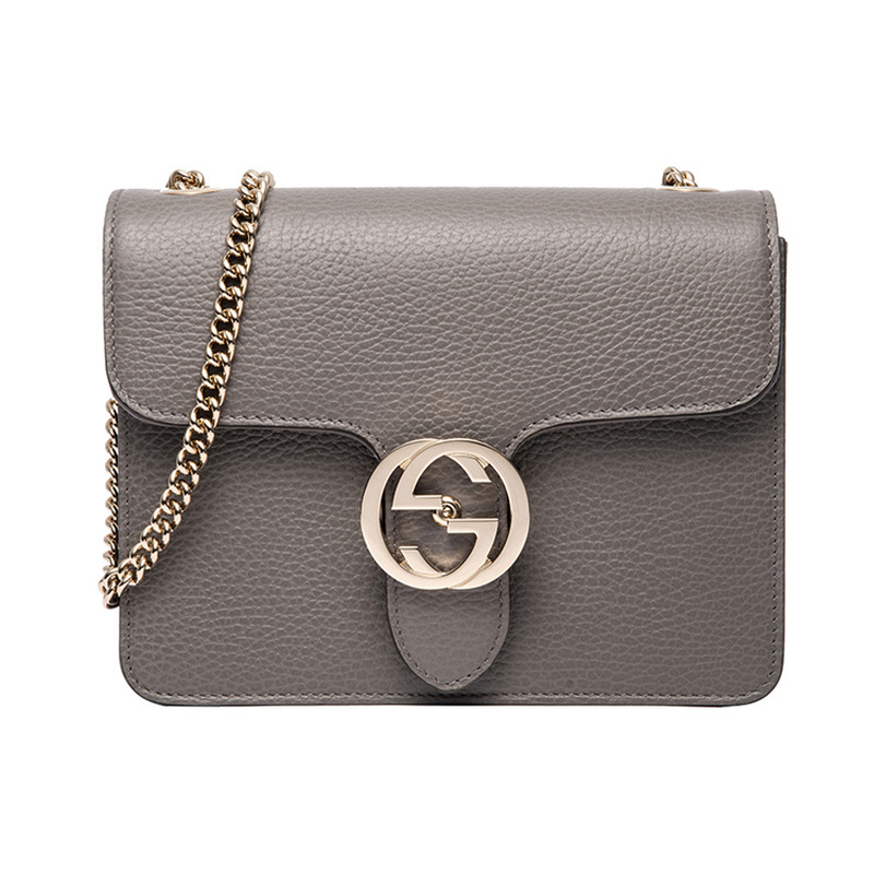 9.9 New Gucci/Gucci Double g Chain Messenger Bag Small Cowhide Accordion Bag Gray 9.9 New Gucci/Gucci Double g Chain Messenger Bag Small Cowhide Accordion Bag Gray