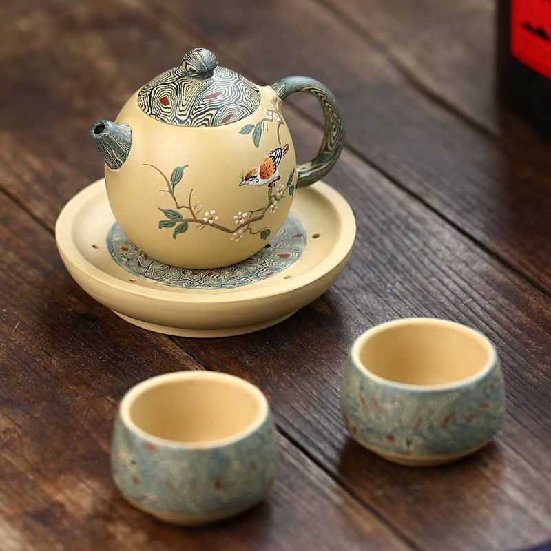 Arts and crafts Division Wu Weiping original mine section clay < Longegg set group > Capacity 200 ml