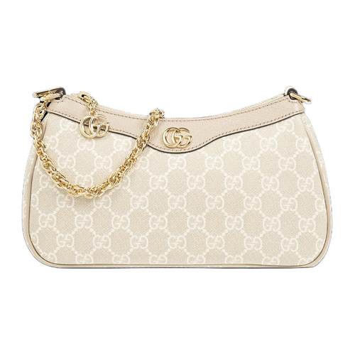 GUCCI古驰 Ophidia 双G吊饰金属链条 帆布拼皮革