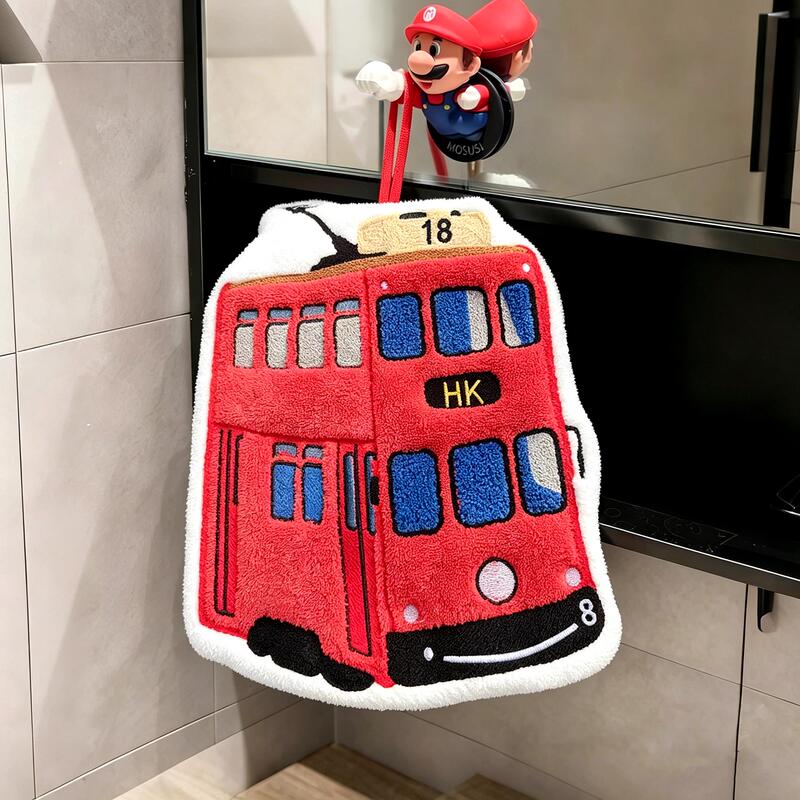Cute Cartoon Internet-Famous Hong Kong Bus Hand Towel, Hanging Coral Fleece Kitchen Cloth, Bathroom Towel, Handkerchief Cute Cartoon Internet-Famous Hong Kong Bus Hand Towel, Hanging Coral Fleece Kitchen Cloth, Bathroom Towel, Handkerchief