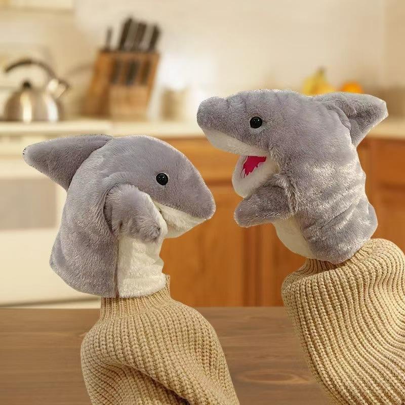 Greedy Little Shark Hand Puppet Glove - Plush Shark Arm Puppet with Movable Mouth - Interactive Shark Toy with Moving Mouth