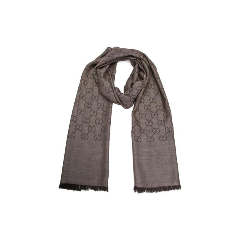 Gucci/古驰双G面织花浅咖色女款保暖绒线围巾
