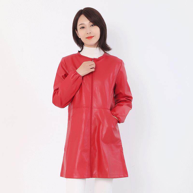高档绒服罩衣大人女羽水PU软皮防防护衣厨房家用工作服加绒长油袖