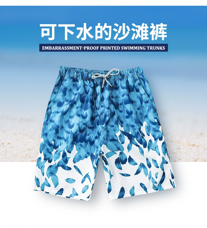 Quần bơi nam boxer năm điểm áo tắm lỏng quần đi biển chống mite nam kích thước lớn quần bơi thiết bị spa - Nam bơi đầm