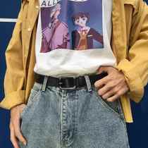 ins Hong Kong style cool belt male trend young student Korean version versatile simple belt female Korean personality black