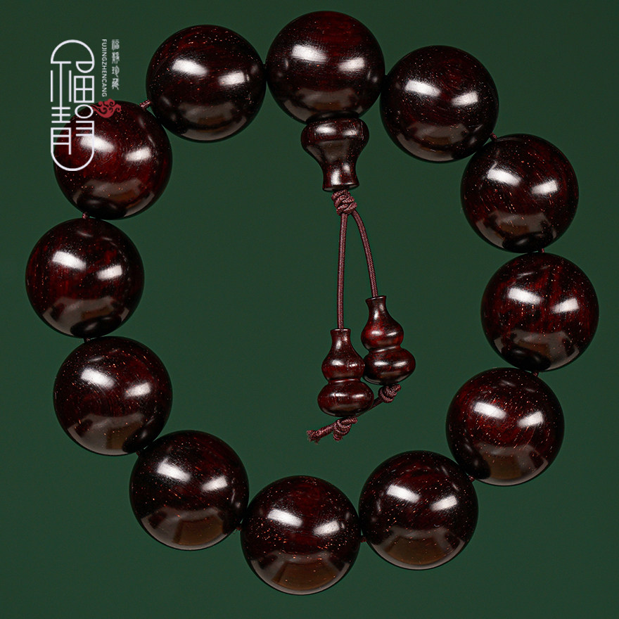 Pick up the leakage seconds to shoot the old material Venus Small leaf rosewood 20mm Buddha bead bracelet Men's collectible f350