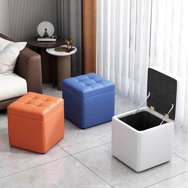 Clothing store barber shop household solid wood shoe replacement stool simple modern storage stool leather pier long foot storage stool
