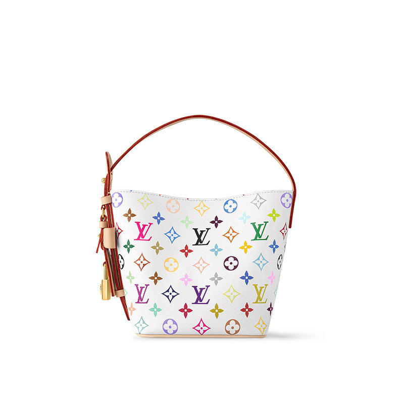 未使用LV/路易威登x村上隆联名涂层帆布女款白色单肩包