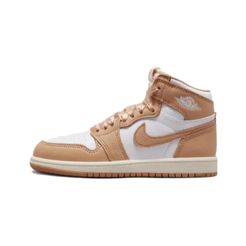 Jordan Air Jordan 1 合成革 舒适运动  高帮 儿童篮球鞋 棕色