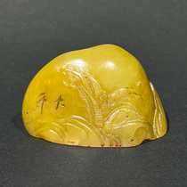 Shoushan Huangshi Seal Calligraphy Stone Seal Engraving Old Objects Old Collection Investment Collection AA2008