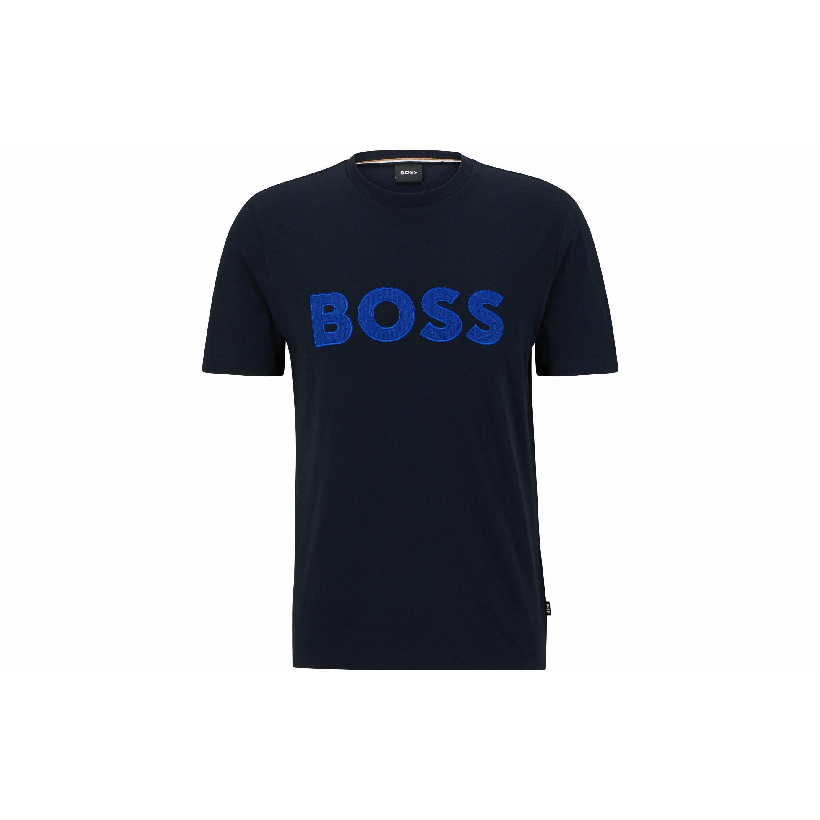 HUGO BOSS SS23 字母印花圆领短袖T恤 男款 海军蓝色