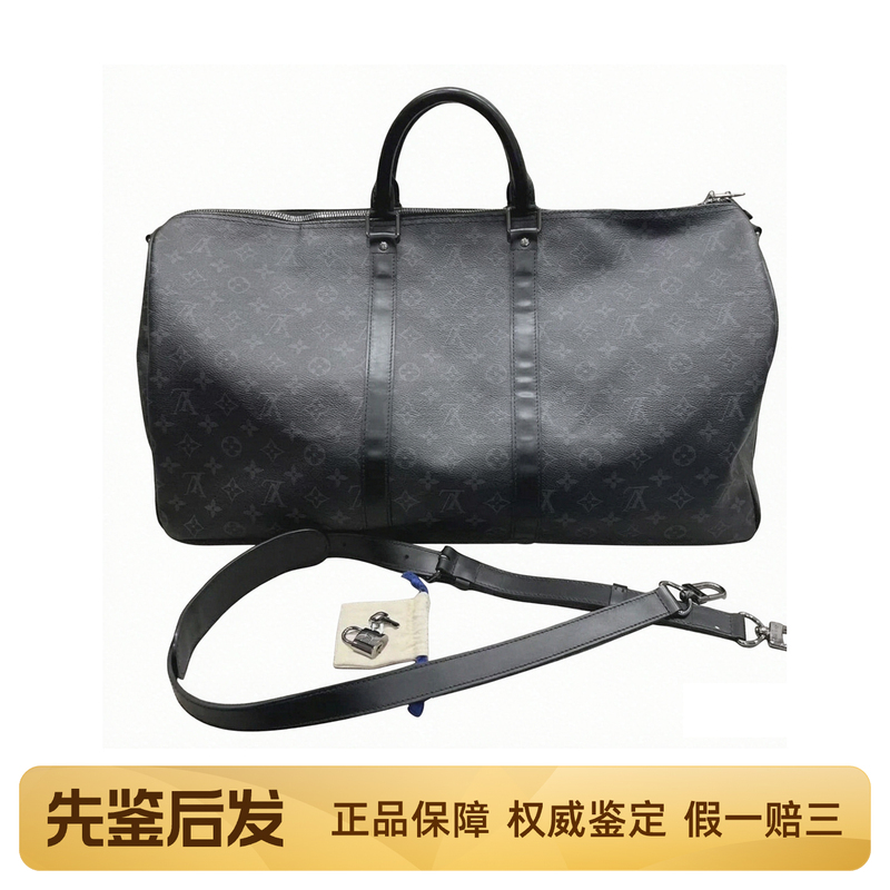 [98 New] Lv Louis Vuitton Keepall55 Black Floral Travel Bag Luggage Bag Hand-Held Shoulder Crossbody Men's Bag