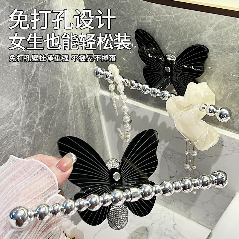 Hair Tie and Hairband Hook Storage Rack, Bathroom No-Drill Hair Rope and Hair Accessory Wall-Mounted Organizer, Elastic Band Hanger Hair Tie and Hairband Hook Storage Rack, Bathroom No-Drill Hair Rope and Hair Accessory Wall-Mounted Organizer, Elastic Band Hanger