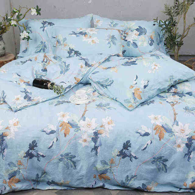 Factory French Rain Dew Cooling Bed Sheet Printed Linen Single Double Quilt Cover