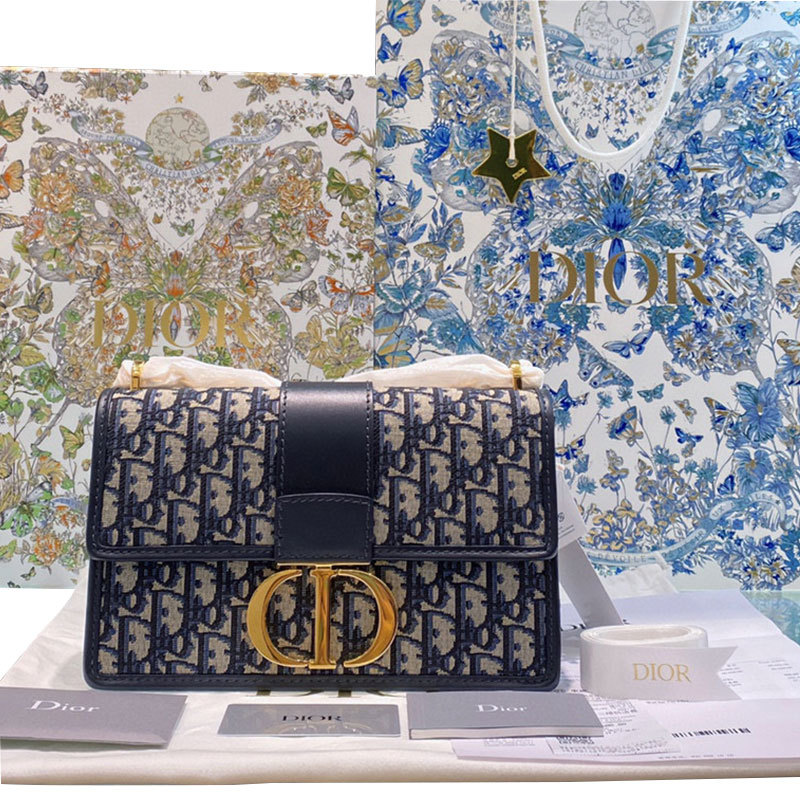 [Brand New] Full Set of Dior Montaigne Medium-Sized New Chain Women's Shoulder Crossbody Bag, Genuine from the Store