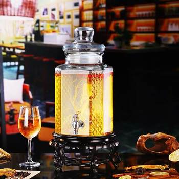 Wholesale octagonal glass wine bottle with faucet 10kg 20kg thickened sealed wine jar transparent wine jar