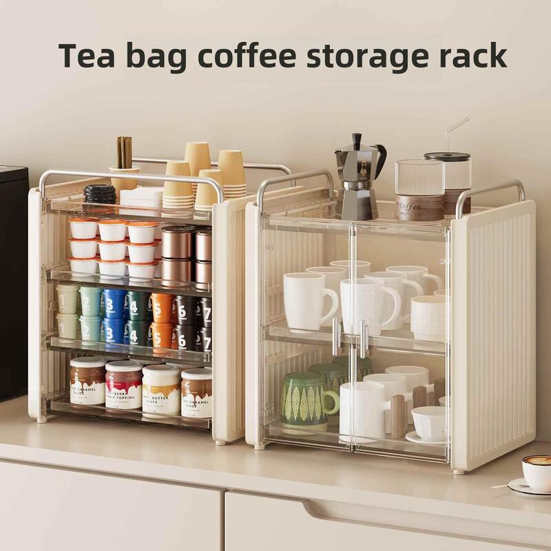 Tea Bag Storage Box, Pantry, Coffee Capsule Storage Rack, Office Bar Desktop Multi-Layer Snack Storage