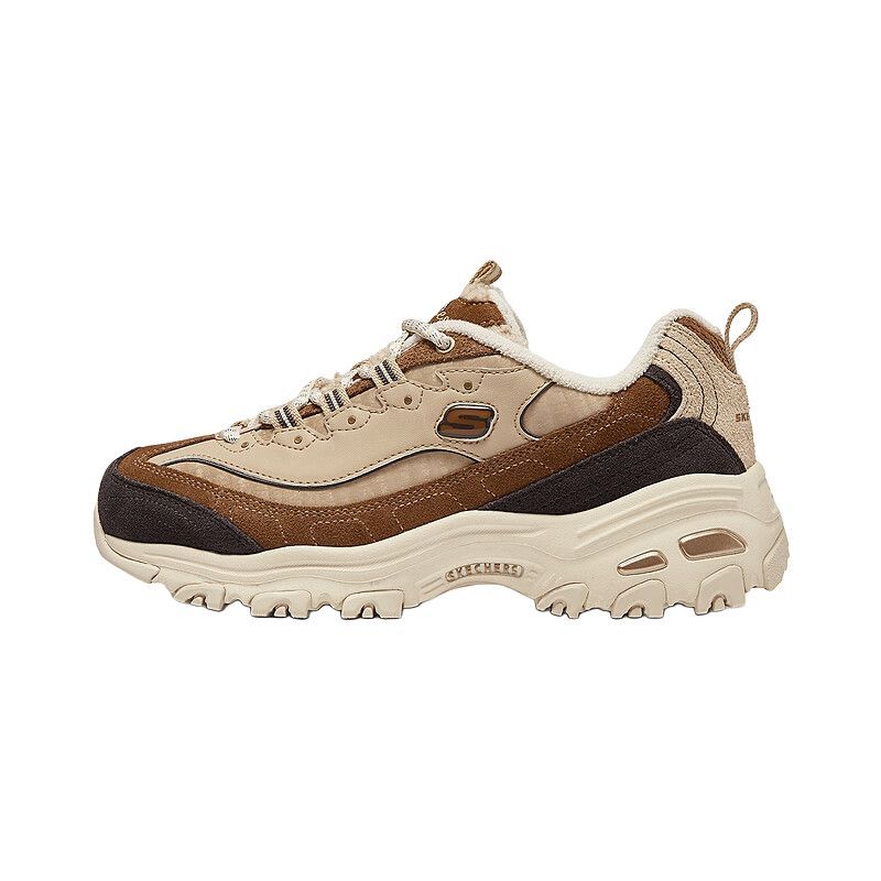 Skechers斯凯奇女鞋DLITES 舒适 低帮加绒老爹鞋棕色